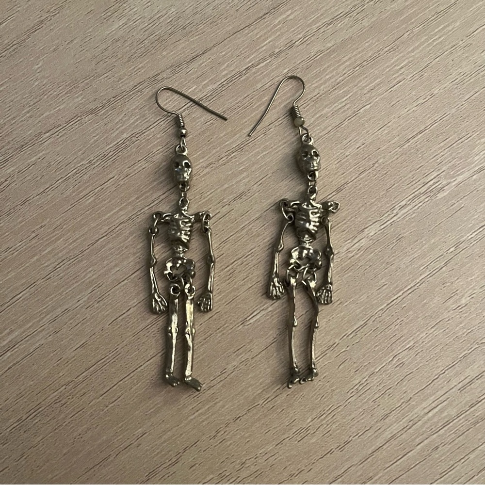 90’s Articulated Skeleton Earrings - Picture 3 of 6